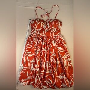 Red and White Floral Dress
